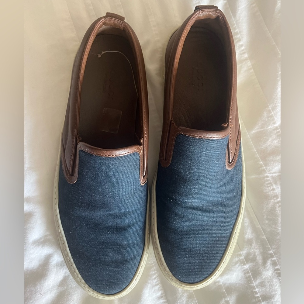 Gucci Canvas Colorblock Pattern Sneakers Size 8 - image 4